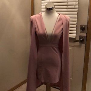 Sexy Salmon pink cape dress